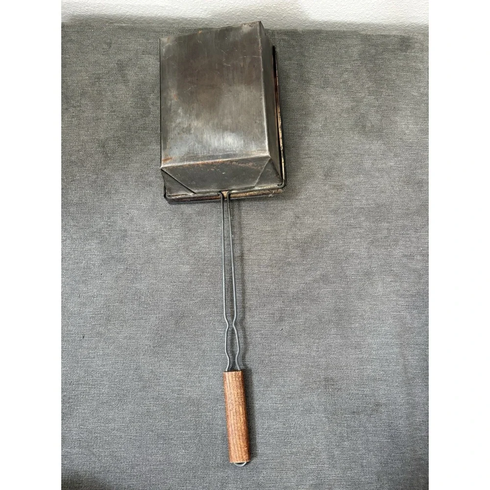 Popcorn Popper Basket With Sliding Top Camp Fire Fireplace Metal Vintage READ